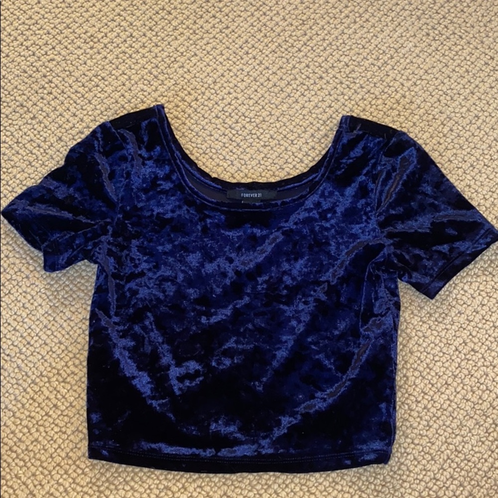 Velvet royal blue crop top